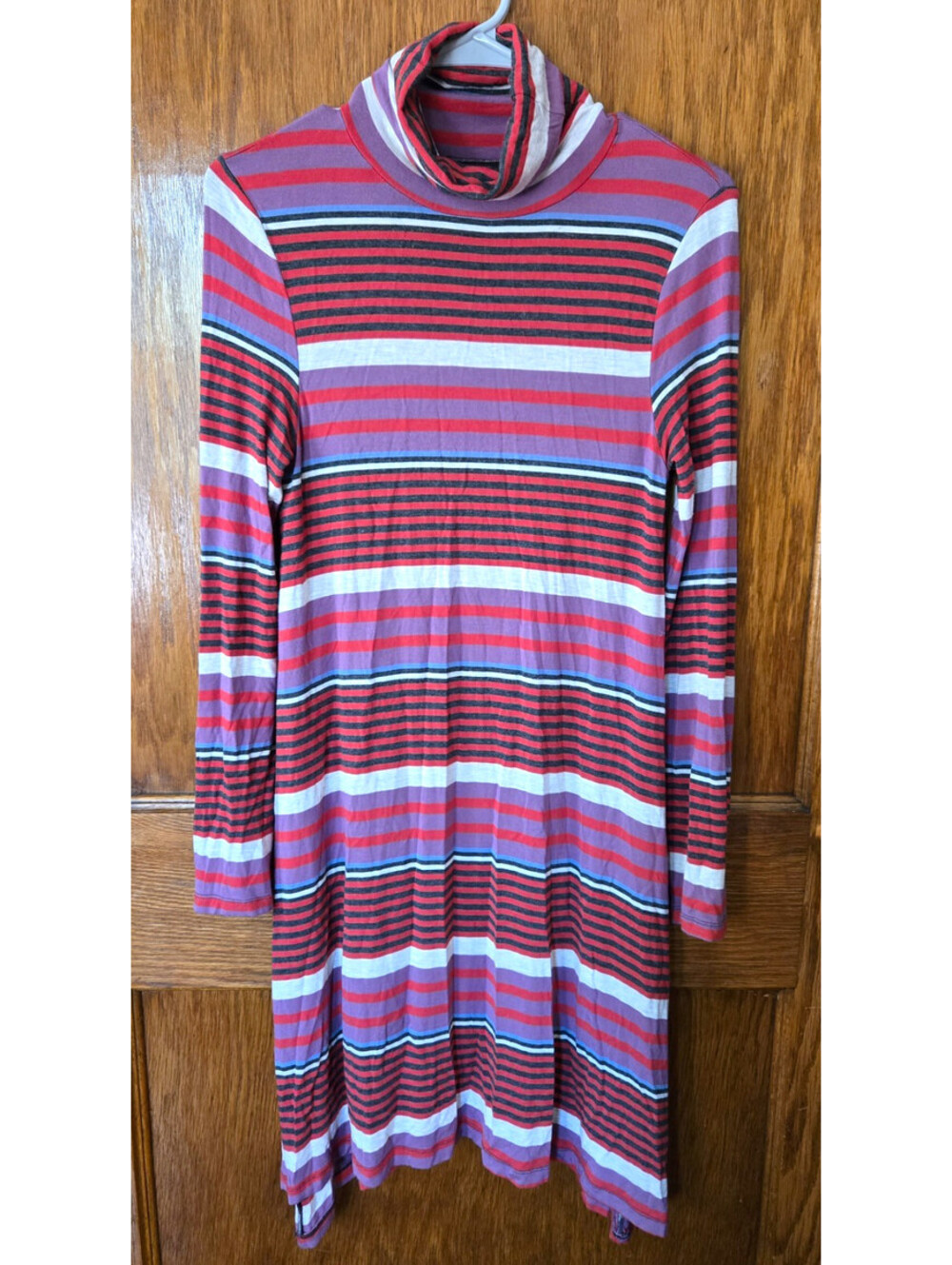 Maeve Red Purple Striped Turtle Neck Dress Small Anthropologie